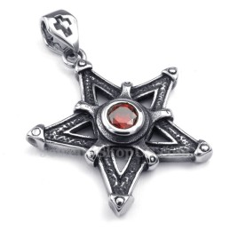 Halsband Med Rött Zirkon-Titanstjärnhänge (Gratis Kedja)