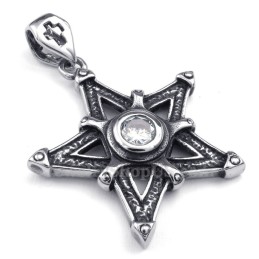 Halsband Med Vitt Zirkon- Och Titanstjärnhänge (Gratis Kedja)