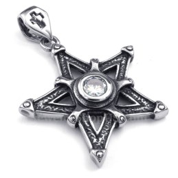 Halsband Med Vitt Zirkon- Och Titanstjärnhänge (Gratis Kedja)