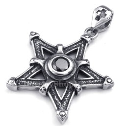 Halsband Med Svart Zirkon Och Titanstjärnhänge (Gratis Kedja)
