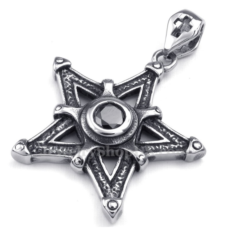 Halsband Med Svart Zirkon Och Titanstjärnhänge (Gratis Kedja) Halsband Med Svart Zirkon Och Titanstjärnhänge (Gratis Kedja)