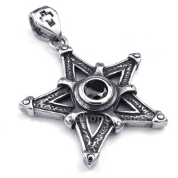 Halsband Med Svart Zirkon Och Titanstjärnhänge (Gratis Kedja)