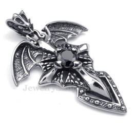 Halsband Med Svart Zirkon Och Titanpterosauriehänge (Gratis Kedja)