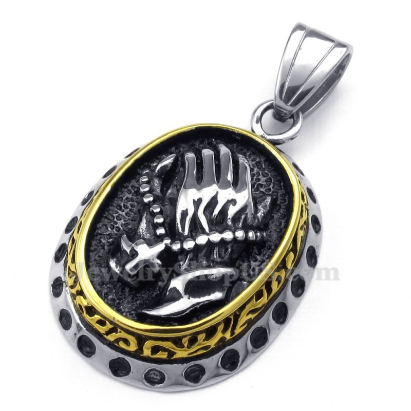 Titanhalsband Med Skakande Händer (Gratis Kedja) Titanhalsband Med Skakande Händer (Gratis Kedja)