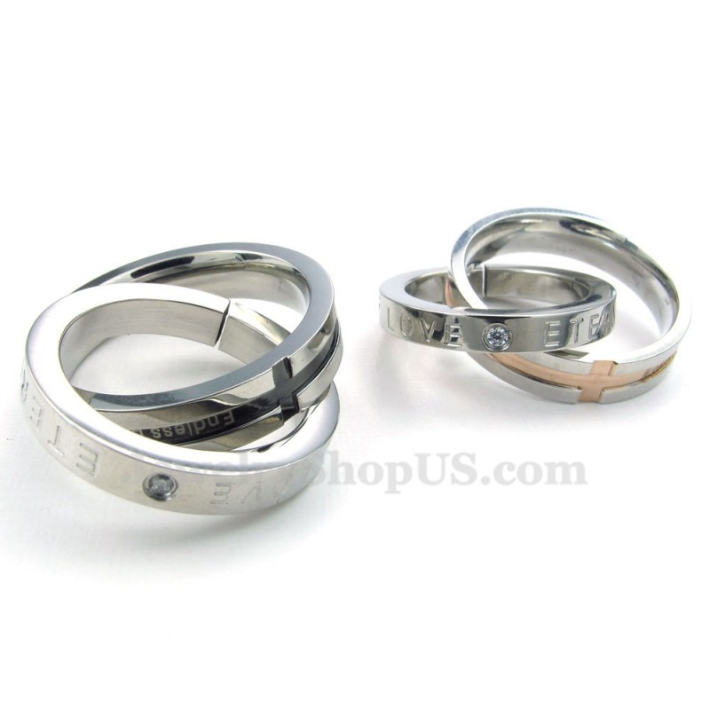 Titanpar Sammanlänsande Ringar Hänge Halsband Kärlek Gåva (Gratis Kedja) (Ett Par) Titanpar Sammanlänsande Ringar Hänge Halsband Kärlek Gåva (Gratis Kedja) (Ett Par)