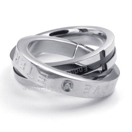 Titanpar Sammanlänsande Ringar Hänge Halsband Kärlek Gåva (Gratis Kedja) (Ett Par)