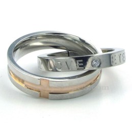 Titanpar Sammanlänsande Ringar Hänge Halsband Kärlek Gåva (Gratis Kedja) (Ett Par)