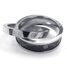 Tillbedjan Kärlek Titan Sammanlänsande Ringar Par Hänge Halsband (Gratis Kedja) (Ett Par)