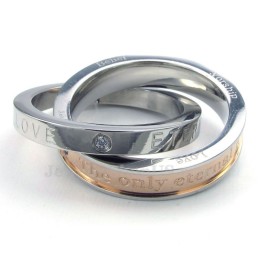 Tillbedjan Kärlek Titan Sammanlänsande Ringar Par Hänge Halsband (Gratis Kedja) (Ett Par)