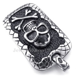Kort Titanhalsband Med Dödskallehänge (Gratis Kedja)