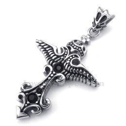 Halsband Med Svart Zirkon Och Titanhänge (Gratis Kedja)