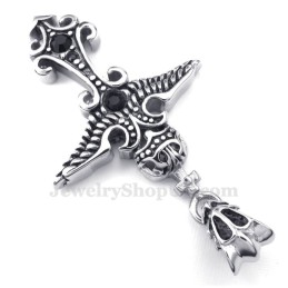 Halsband Med Svart Zirkon Och Titanhänge (Gratis Kedja)