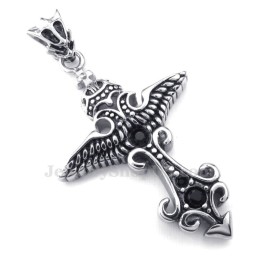 Halsband Med Svart Zirkon Och Titanhänge (Gratis Kedja)