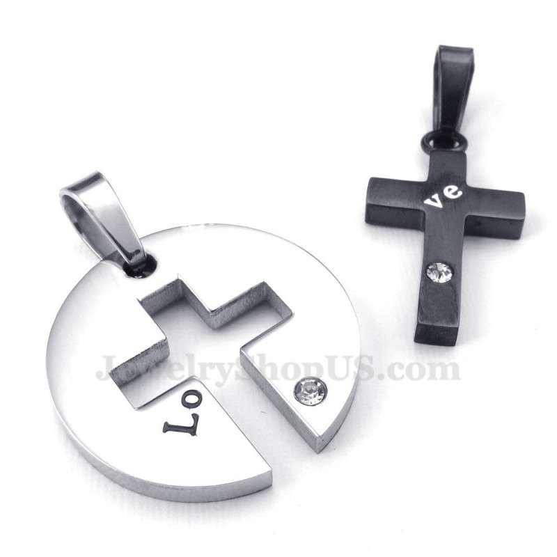 Titanhalsband Med Svart Kors Och Hänge För Par (Gratis Kedja) (Ett Par) Titanhalsband Med Svart Kors Och Hänge För Par (Gratis Kedja) (Ett Par)