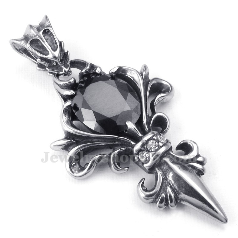 Halsband Med Svart Zirkon Och Titanhänge (Gratis Kedja) Halsband Med Svart Zirkon Och Titanhänge (Gratis Kedja)
