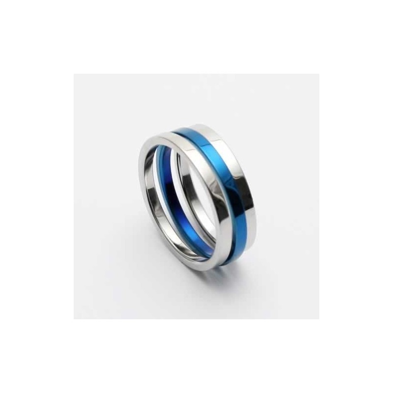 Herrring I Blå Och Silverfärgad Titan På 6 Mm Herrring I Blå Och Silverfärgad Titan På 6 Mm