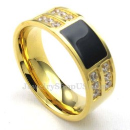 Guldring I Titan Med Vit Zirkon