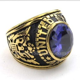 Guld Titanring Med Blå Zirkon