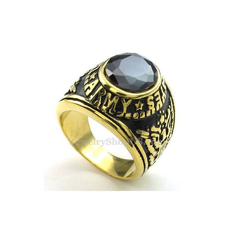 Guld Titanring Med Svart Zirkon Guld Titanring Med Svart Zirkon