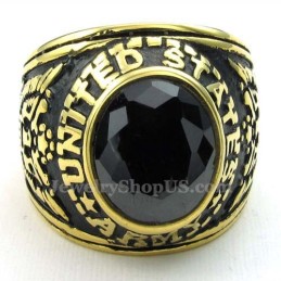 Guld Titanring Med Svart Zirkon