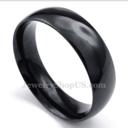 6 Mm Svart Titan Slät Ring