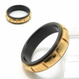 Romerska Siffror 6 Mm Svart Titan- Och Guldring