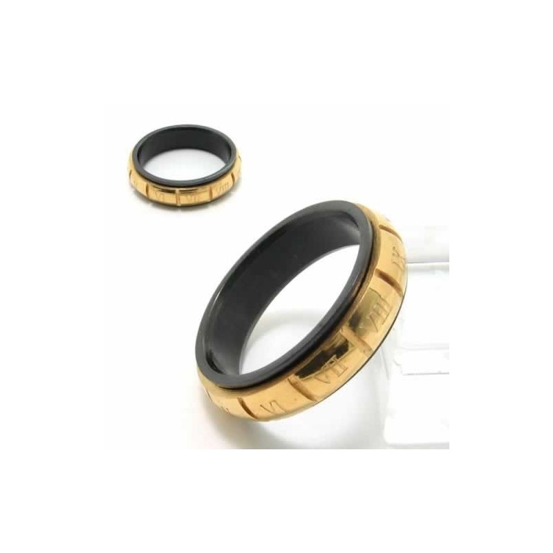 Romerska Siffror 6 Mm Svart Titan- Och Guldring Romerska Siffror 6 Mm Svart Titan- Och Guldring