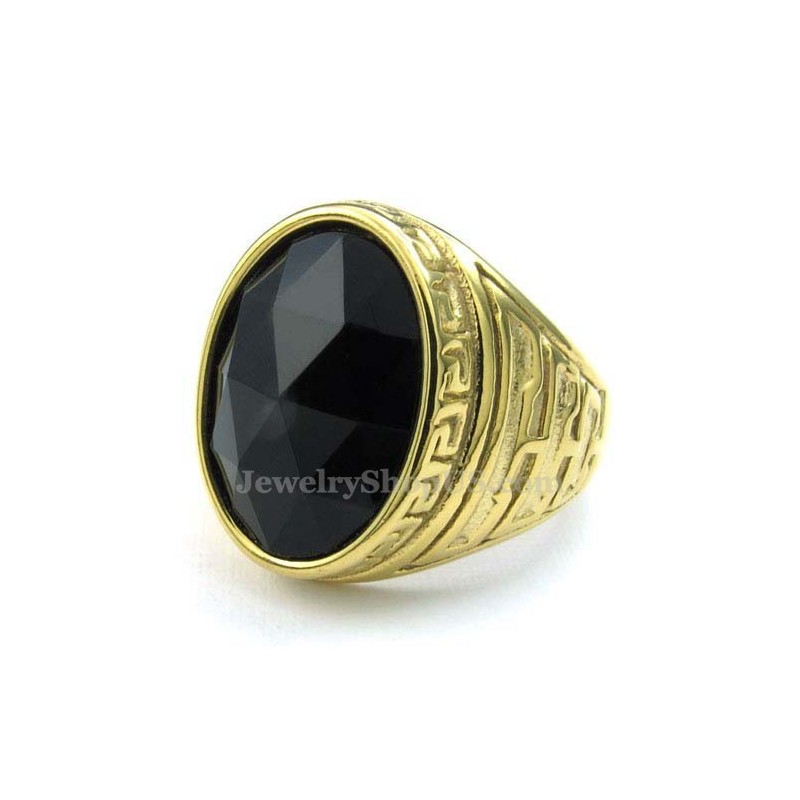 Herrring I Guld Med Titan Och Svart Zirkon Herrring I Guld Med Titan Och Svart Zirkon