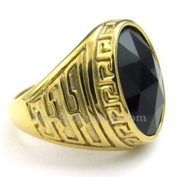 Herrring I Guld Med Titan Och Svart Zirkon