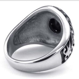 Herrring I Titan Med Svart Zirkon