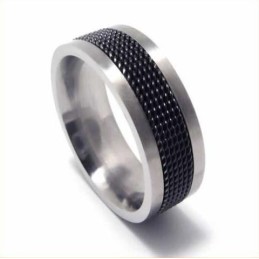Meshed Herr 7Mm Svart Titanring
