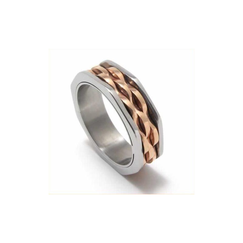 7 Mm Unisex Vågor Titan- Och Guldring 7 Mm Unisex Vågor Titan- Och Guldring