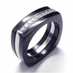 8 Mm Diamant Unisex Svart Titanring