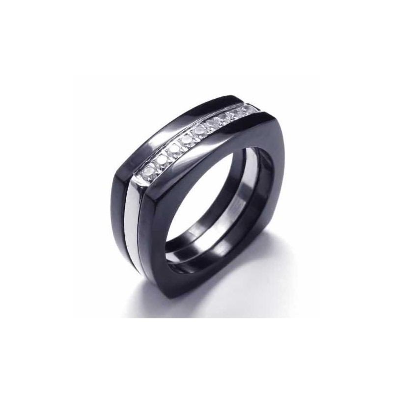 8 Mm Diamant Unisex Svart Titanring 8 Mm Diamant Unisex Svart Titanring