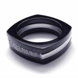 8 Mm Diamant Unisex Svart Titanring