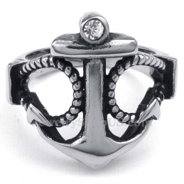 Titanankarring Med Vit Zirkon