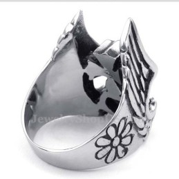 Titanring Med Korsfjäder Och Svart Zirkon