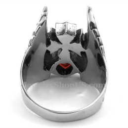 Titanring Med Korsfjäder Och Röd Zirkon