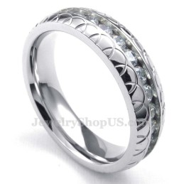 Rund Titanring Med Vit Zirkon