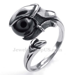 Titan Tassring Med Svart Zirkon