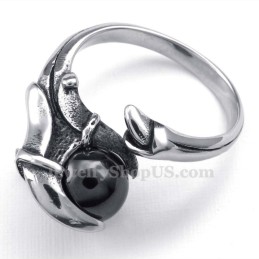 Titan Tassring Med Svart Zirkon