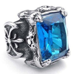 Titanring Med Blå Zirkon