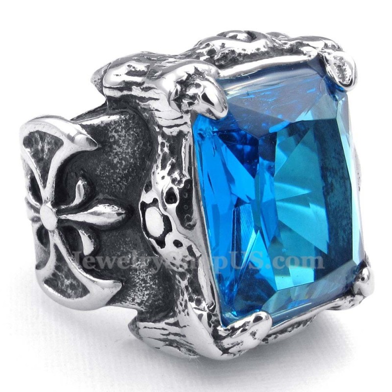 Titanring Med Blå Zirkon Titanring Med Blå Zirkon