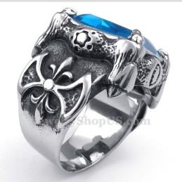 Titanring Med Blå Zirkon