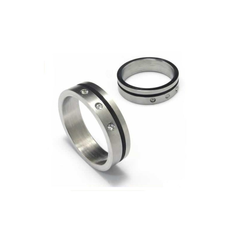 Diamantinfattad 5 Mm Titan- Och Svart Emaljring Diamantinfattad 5 Mm Titan- Och Svart Emaljring