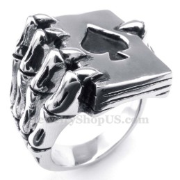 Titanskelett Spökhand Spader Poker Fingerring