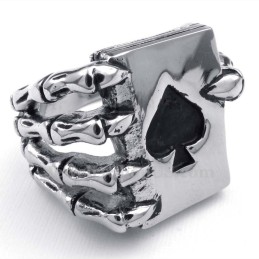 Titanskelett Spökhand Spader Poker Fingerring