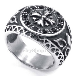 Titanring Med Svart Strass