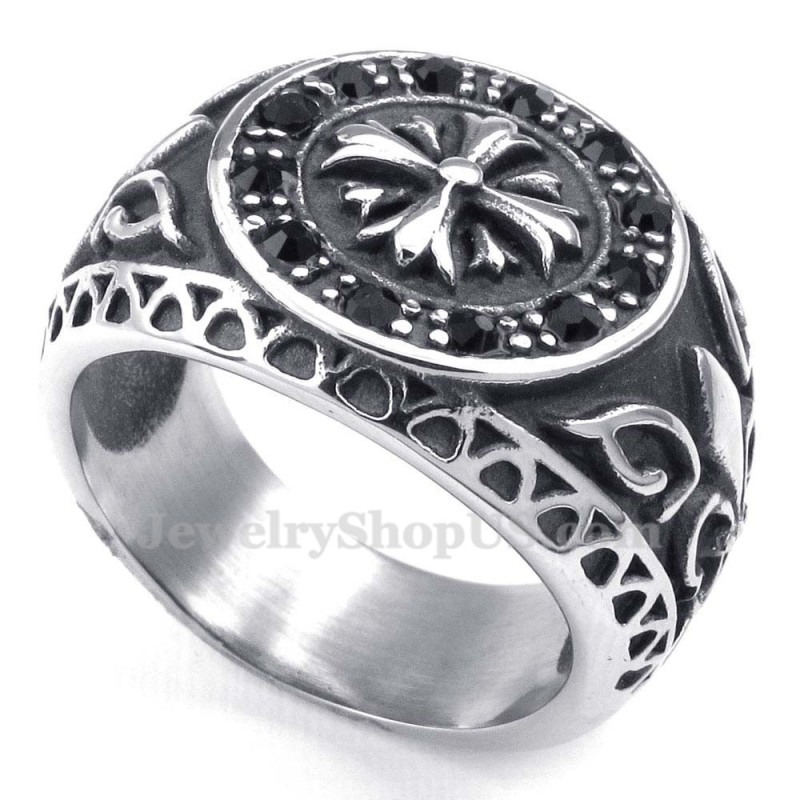 Titanring Med Svart Strass Titanring Med Svart Strass