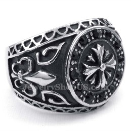 Titanring Med Svart Strass